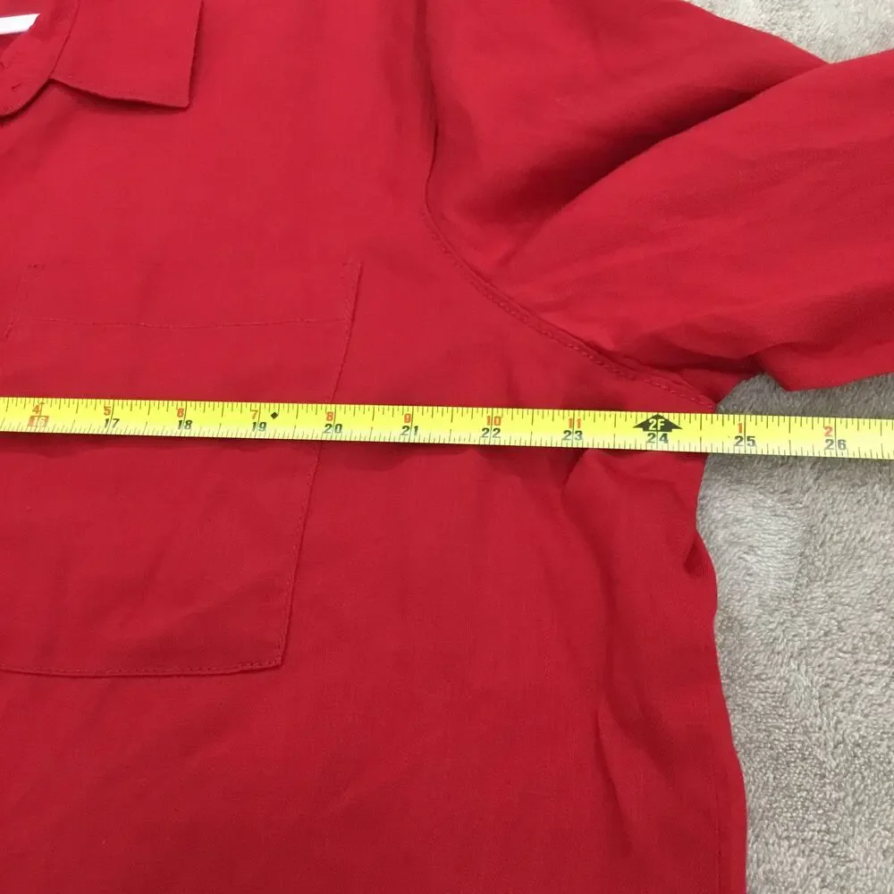 LIZ CLAIBORNE Women's Lyocell Blouse Long Sleeve Button Up Red Sz XXL - Picture 5 of 6